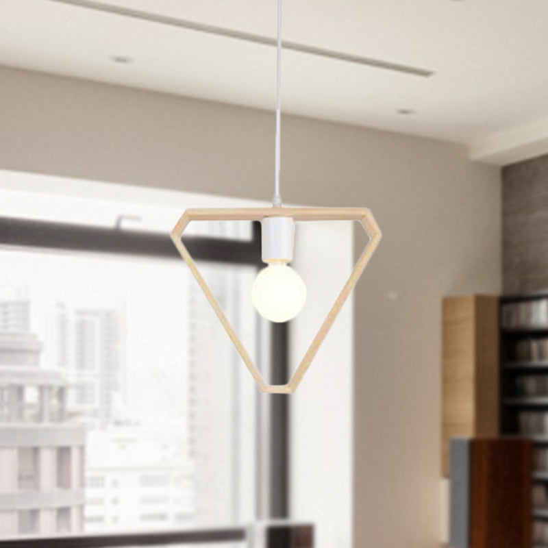 Triangle/Square/Hexagonal Drop Pendant Contemporary Wooden 1-Light Bedroom Ceiling Light Fixture Clearhalo 'Ceiling Lights' 'Pendant Lights' 'Pendants' Lighting' 235352