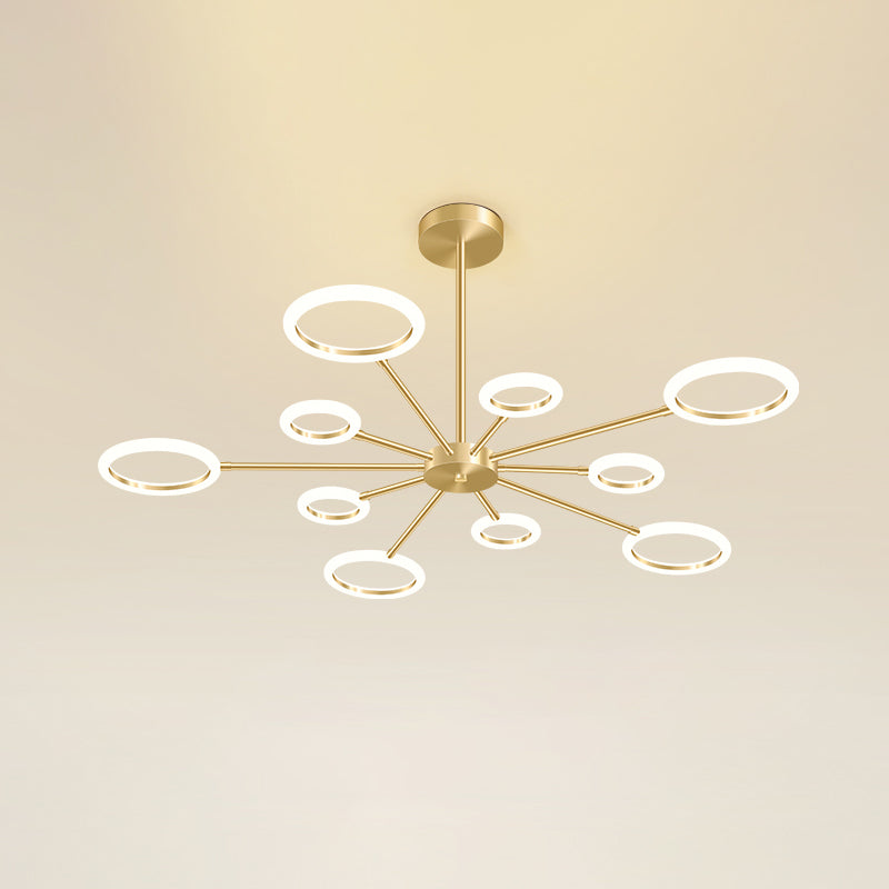 Metal Sputnik LED Chandelier Minimalistic Gold Hanging Light with Circle Acrylic Shade Clearhalo 'Ceiling Lights' 'Chandeliers' 'Modern Chandeliers' 'Modern' Lighting' 2353569