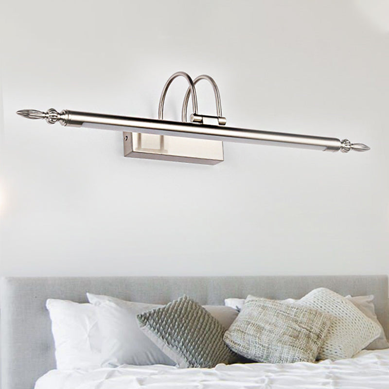 Slim Metal Wall Light Sconce Contemporary Led 22"/26"/30" Wide Brass/Nickle Wall Mounted Light Fixture with Curved Arm in White/Warm Light Clearhalo 'Cast Iron' 'Glass' 'Industrial' 'Modern wall lights' 'Modern' 'Tiffany' 'Traditional wall lights' 'Vanity Lights' 'Wall Lights' Lighting' 235357