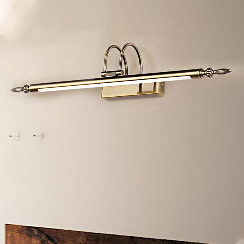 Slim Metal Wall Light Sconce Contemporary Led 22"/26"/30" Wide Brass/Nickle Wall Mounted Light Fixture with Curved Arm in White/Warm Light Brass Clearhalo 'Cast Iron' 'Glass' 'Industrial' 'Modern wall lights' 'Modern' 'Tiffany' 'Traditional wall lights' 'Vanity Lights' 'Wall Lights' Lighting' 235358