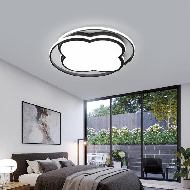 Floral LED Flushmount Ceiling Lamp Minimalism Metal Bedroom Flush Mount Light in Black Clearhalo 'Ceiling Lights' 'Close To Ceiling Lights' 'Close to ceiling' 'Flush mount' Lighting' 2353593