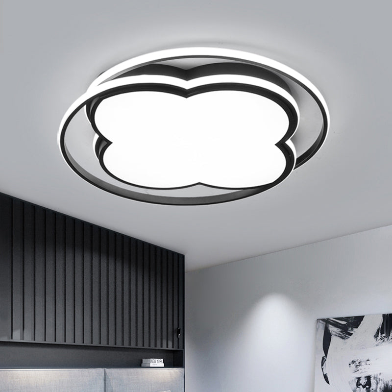 Floral LED Flushmount Ceiling Lamp Minimalism Metal Bedroom Flush Mount Light in Black Clearhalo 'Ceiling Lights' 'Close To Ceiling Lights' 'Close to ceiling' 'Flush mount' Lighting' 2353594