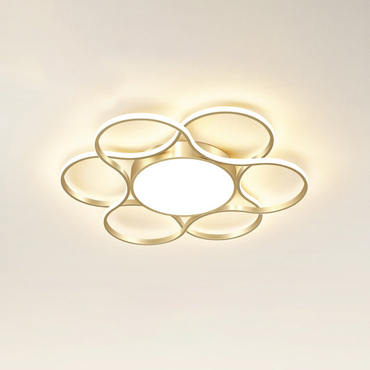 Gold Flower LED Flush Mount Lighting Fixture Simple Metal Ceiling Light for Living Room Clearhalo 'Ceiling Lights' 'Close To Ceiling Lights' 'Close to ceiling' 'Flush mount' Lighting' 2353604