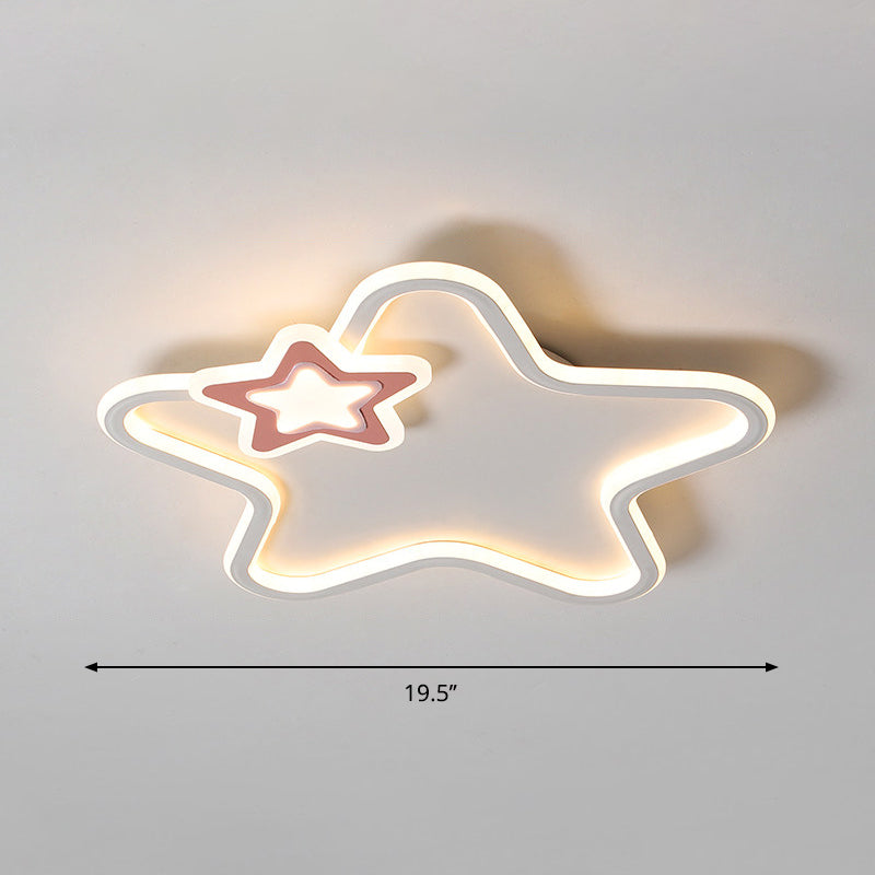 Cartoon Star Shaped Flush Ceiling Light Fixture Acrylic Kids Bedroom LED Flushmount Light Pink Clearhalo 'Ceiling Lights' 'Close To Ceiling Lights' 'Close to ceiling' 'Flush mount' Lighting' 2353635