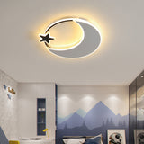 Acrylic Moon and Star Ceiling Fixture Childrens Black-White LED Flush Mount Light for Bedroom Black-White Third Gear Clearhalo 'Ceiling Lights' 'Close To Ceiling Lights' 'Close to ceiling' 'Flush mount' Lighting' 2353674