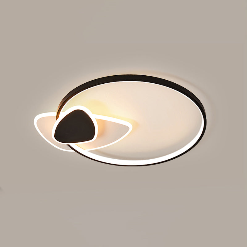 Black-White Geometric LED Flush Ceiling Light Simplicity Metal Flush Mount for Bedroom Black-White Third Gear Fillet Clearhalo 'Ceiling Lights' 'Close To Ceiling Lights' 'Close to ceiling' 'Semi-flushmount' Lighting' 2353792