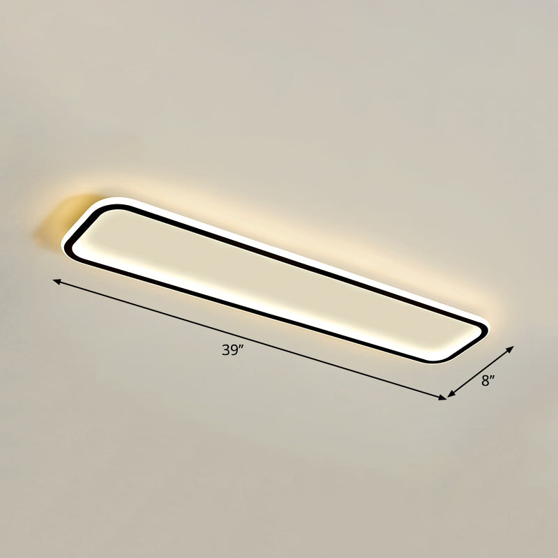 Rectangular Hallway Flush Ceiling Light Fixture Acrylic Minimalistic LED Flushmount Light Black 39" Warm Clearhalo 'Ceiling Lights' 'Close To Ceiling Lights' 'Close to ceiling' 'Flush mount' Lighting' 2353801