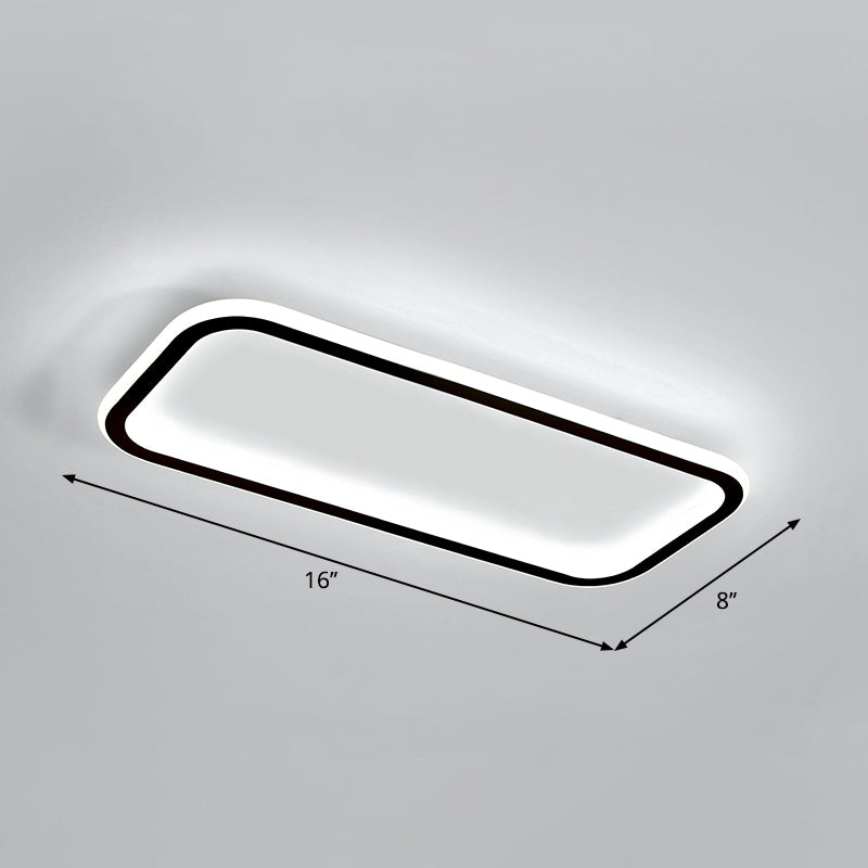 Rectangular Hallway Flush Ceiling Light Fixture Acrylic Minimalistic LED Flushmount Light Black 16" White Clearhalo 'Ceiling Lights' 'Close To Ceiling Lights' 'Close to ceiling' 'Flush mount' Lighting' 2353810