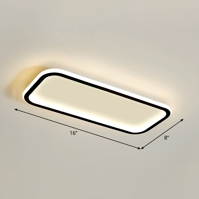 Rectangular Hallway Flush Ceiling Light Fixture Acrylic Minimalistic LED Flushmount Light Black 16" Third Gear Clearhalo 'Ceiling Lights' 'Close To Ceiling Lights' 'Close to ceiling' 'Flush mount' Lighting' 2353811