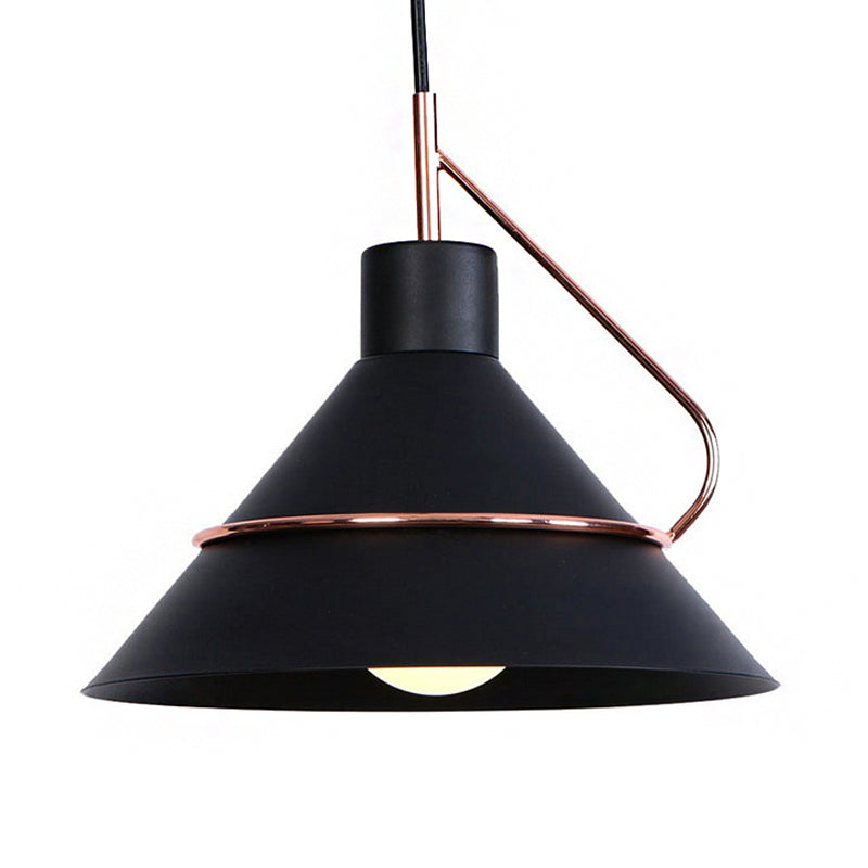 Metal Cone Pendant Ceiling Light Retro Stylish 1 Light Living Room Hanging Pendant Light in Black/White Clearhalo 'Ceiling Lights' 'Modern Pendants' 'Modern' 'Pendant Lights' 'Pendants' Lighting' 235382