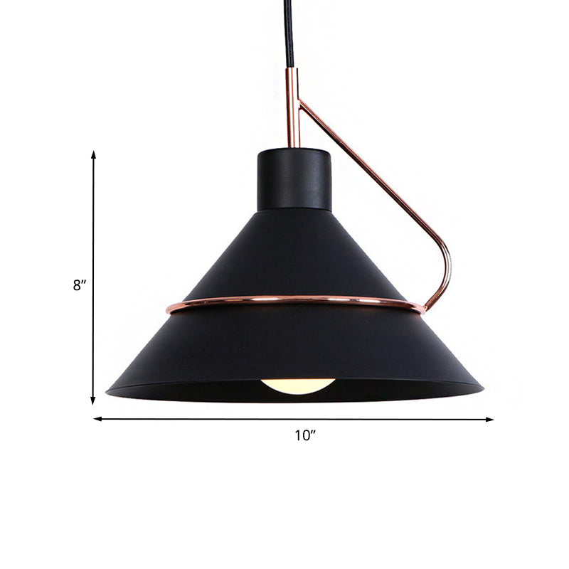 Metal Cone Pendant Ceiling Light Retro Stylish 1 Light Living Room Hanging Pendant Light in Black/White Clearhalo 'Ceiling Lights' 'Modern Pendants' 'Modern' 'Pendant Lights' 'Pendants' Lighting' 235383