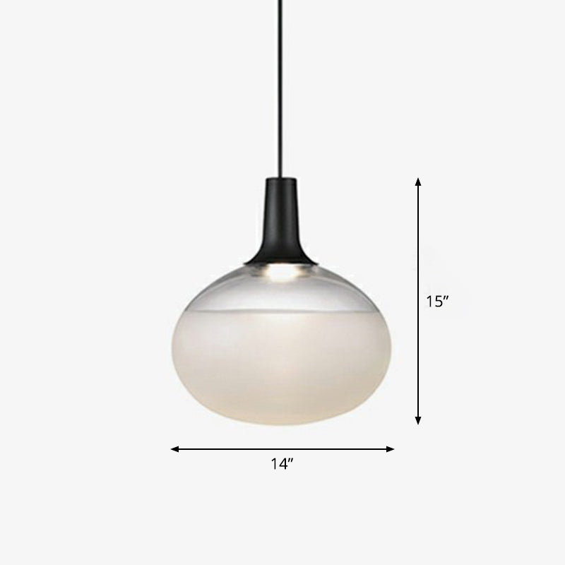 Elliptical Glass Suspended Lighting Fixture Modern Single Black Hanging Lamp for Restaurant Clearhalo 'Ceiling Lights' 'Modern Pendants' 'Modern' 'Pendant Lights' 'Pendants' Lighting' 2353882