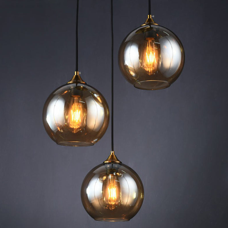 Postmodern Spherical Multi Ceiling Lamp Glass 3-Light Dining Room Suspension Pendant Light Clearhalo 'Ceiling Lights' 'Modern Pendants' 'Modern' 'Pendant Lights' 'Pendants' Lighting' 2353922