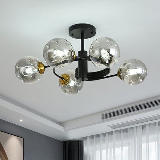 Swirl Ceiling Mount Fixture Nordic Dimple Ball Glass Living Room Semi Flush Mount Lighting Clearhalo 'Ceiling Lights' 'Close To Ceiling Lights' 'Close to ceiling' 'Semi-flushmount' Lighting' 2354011