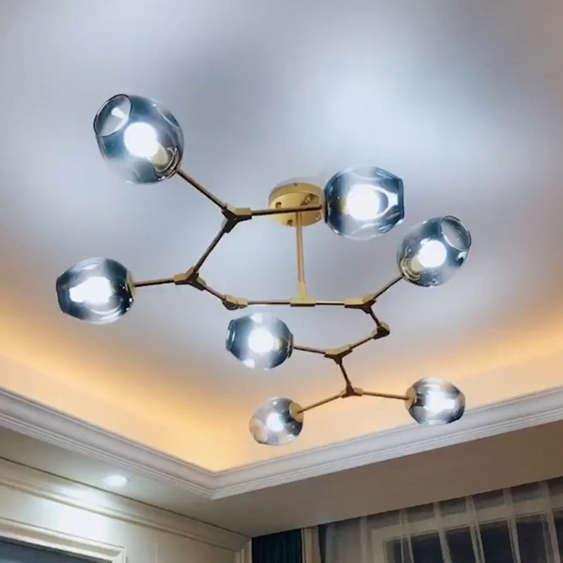 Nordic Molecule Ceiling Pendant Light Dimpled Glass Living Room Chandelier with Pivot Joint Clearhalo 'Ceiling Lights' 'Chandeliers' 'Modern Chandeliers' 'Modern' Lighting' 2354053