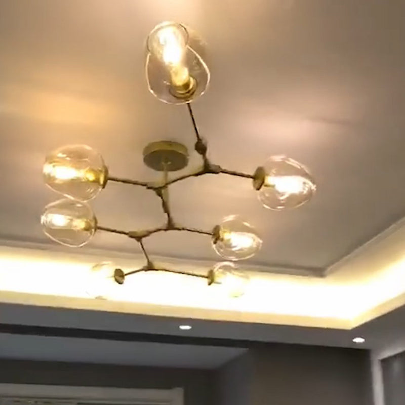 Nordic Molecule Ceiling Pendant Light Dimpled Glass Living Room Chandelier with Pivot Joint Clearhalo 'Ceiling Lights' 'Chandeliers' 'Modern Chandeliers' 'Modern' Lighting' 2354054