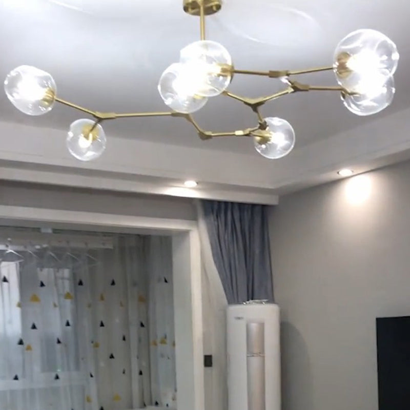 Nordic Molecule Ceiling Pendant Light Dimpled Glass Living Room Chandelier with Pivot Joint Clearhalo 'Ceiling Lights' 'Chandeliers' 'Modern Chandeliers' 'Modern' Lighting' 2354057