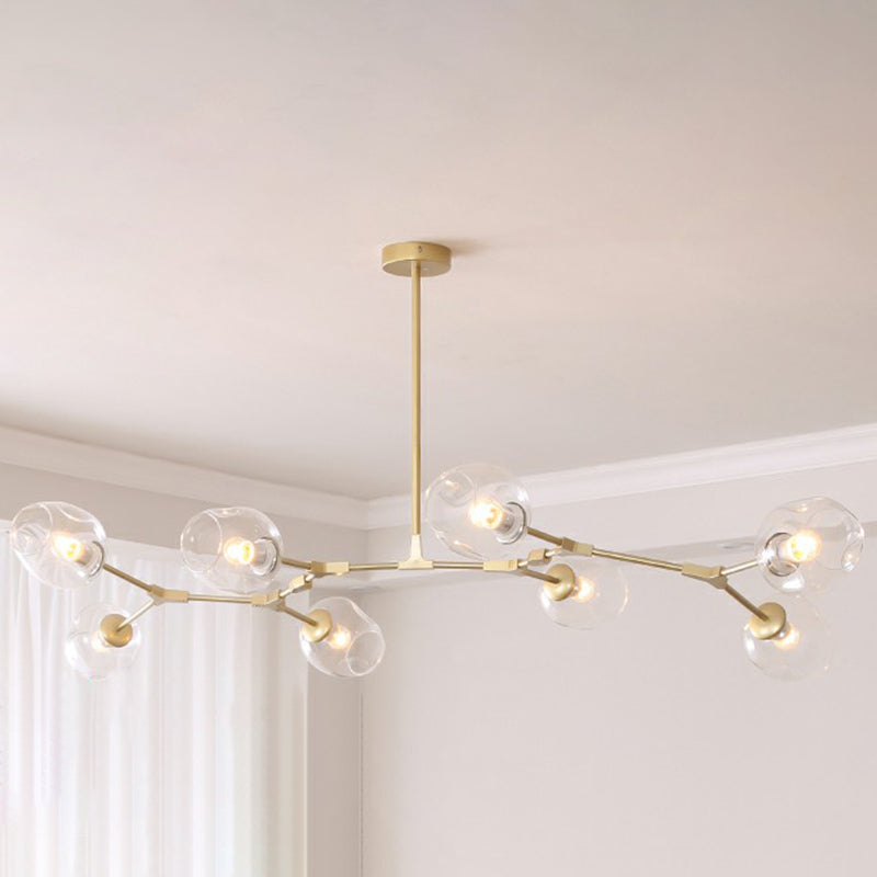 Nordic Molecule Ceiling Pendant Light Dimpled Glass Living Room Chandelier with Pivot Joint 8 Gold Clearhalo 'Ceiling Lights' 'Chandeliers' 'Modern Chandeliers' 'Modern' Lighting' 2354067