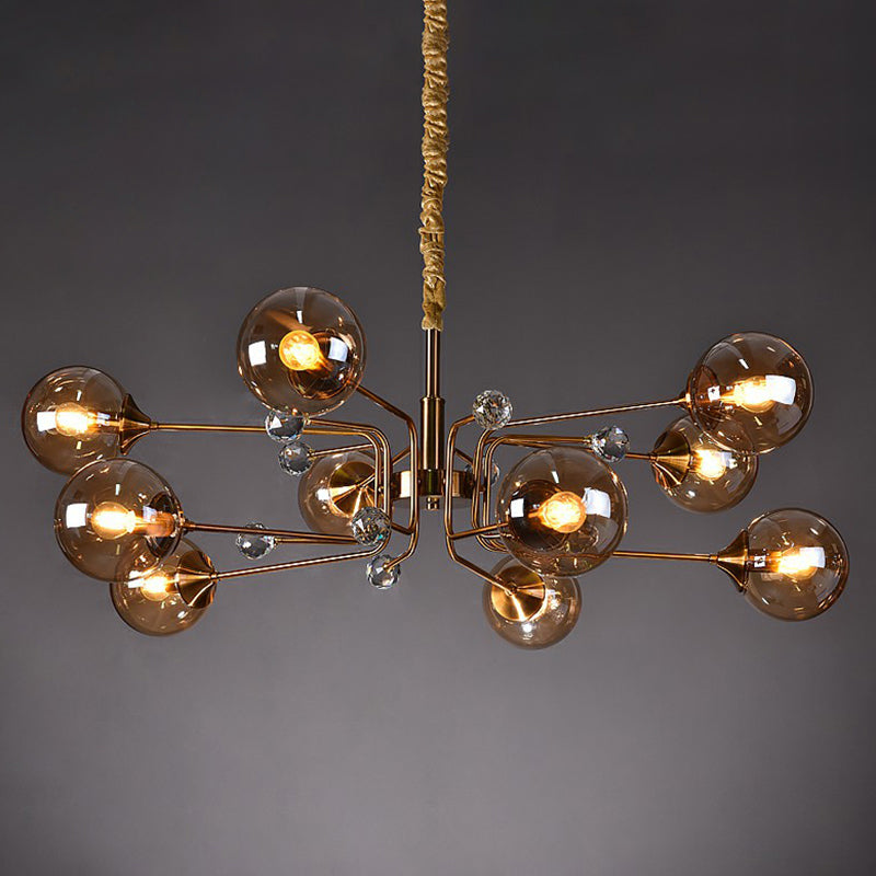 Brass Modo Hanging Chandelier Post-Modern Glass Hanging Ceiling Light for Living Room 10 Amber Clearhalo 'Ceiling Lights' 'Chandeliers' 'Clear' 'Industrial' 'Modern Chandeliers' 'Modern' 'Tiffany' 'Traditional Chandeliers' Lighting' 2354125