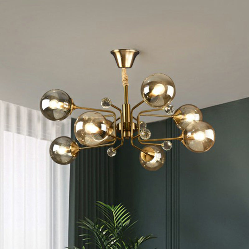 Brass Modo Hanging Chandelier Post-Modern Glass Hanging Ceiling Light for Living Room Clearhalo 'Ceiling Lights' 'Chandeliers' 'Clear' 'Industrial' 'Modern Chandeliers' 'Modern' 'Tiffany' 'Traditional Chandeliers' Lighting' 2354126