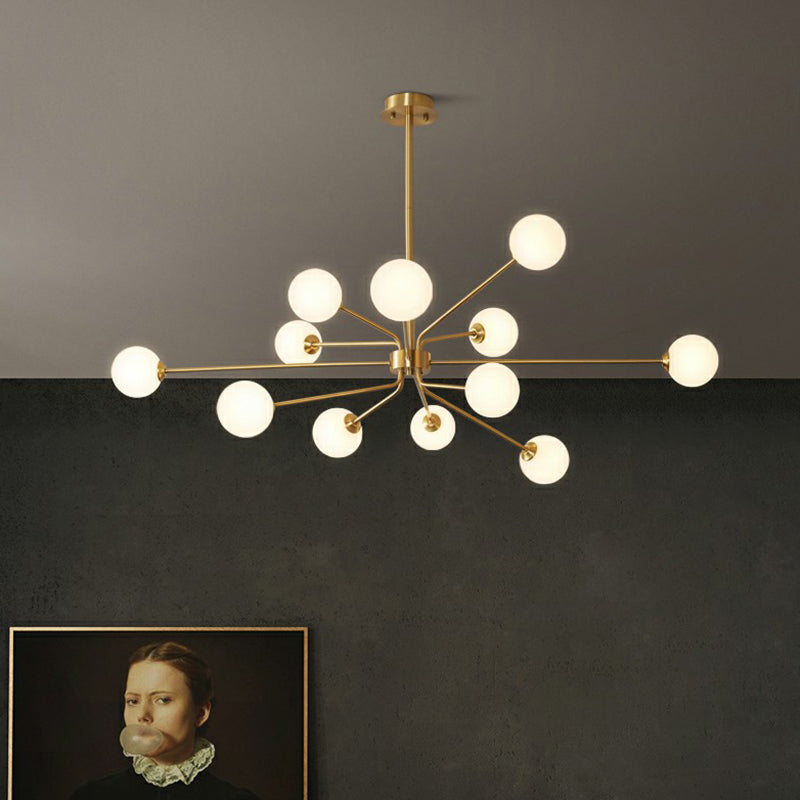 Blown Glass Sputnik Chandelier Lighting Minimalistic Brass Finish Suspension Light for Living Room Clearhalo 'Ceiling Lights' 'Chandeliers' 'Modern Chandeliers' 'Modern' Lighting' 2354322