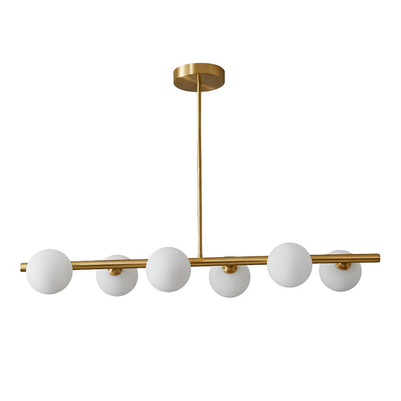 Postmodern Linear Island Lamp Glass Dining Room Suspension Pendant Light in Brass Clearhalo 'Ceiling Lights' 'Island Lights' Lighting' 2354370