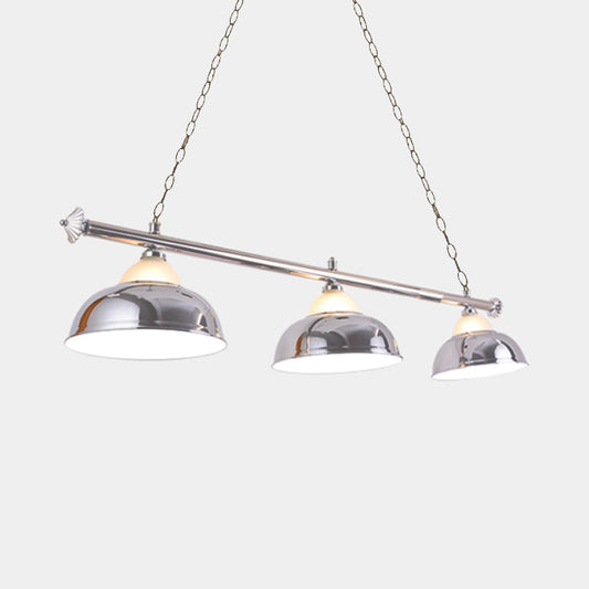 Loft Style Double Bubble Hanging Light 3 Heads Glass and Metallic Pendant Lighting in Chrome/Gold for Pool Table Chrome Clearhalo 'Ceiling Lights' 'Island Lights' Lighting' 23544