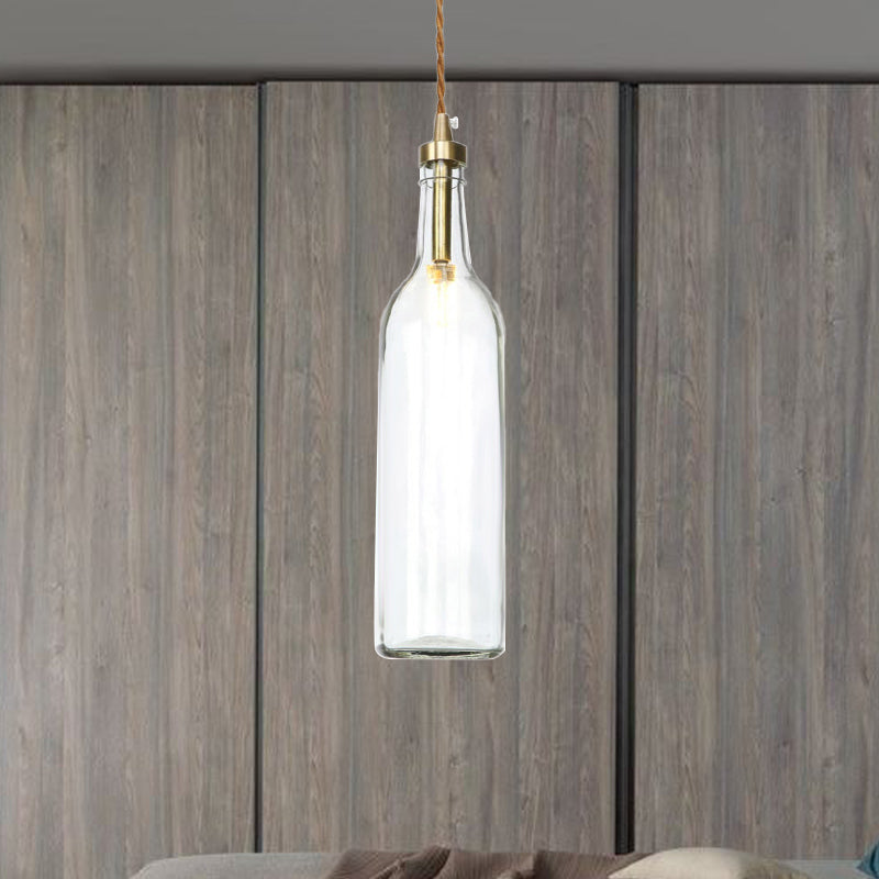 Industrial Wine Bottle Hanging Lamp 1 Light Glass Ceiling Pendant Light with Adjustable Cord in Smoke Grey/Green Clearhalo 'Ceiling Lights' 'Glass shade' 'Glass' 'Industrial Pendants' 'Industrial' 'Middle Century Pendants' 'Pendant Lights' 'Pendants' 'Tiffany' Lighting' 235491