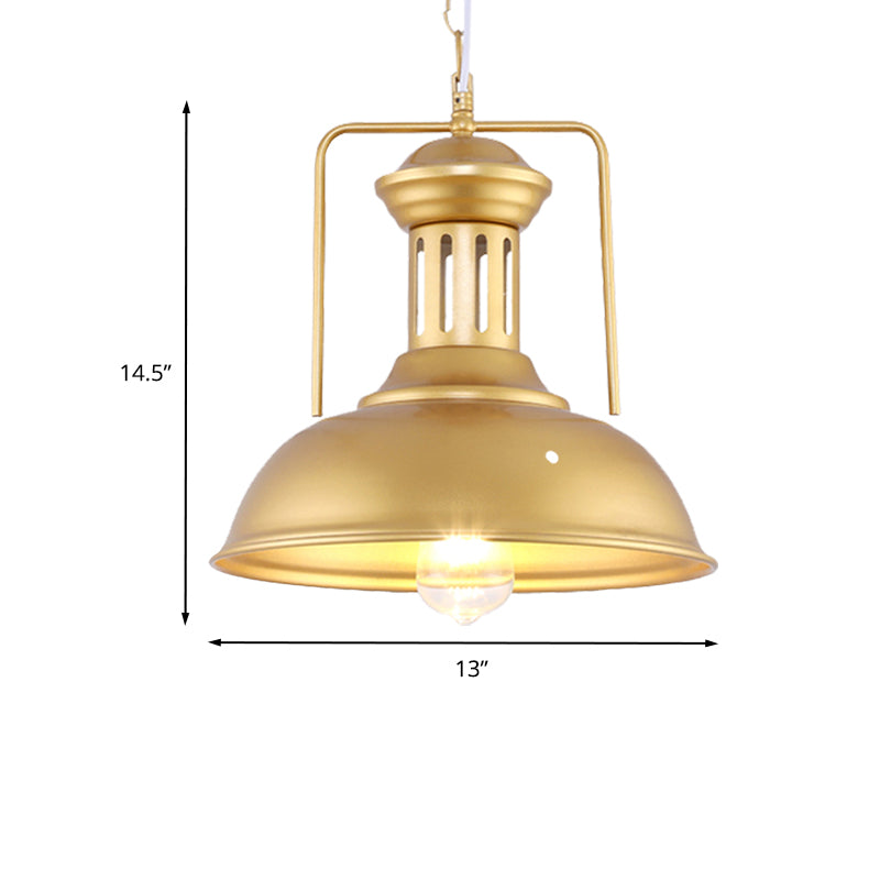 13"/16" Wide 1 Bulb Barn Shade Pendant Light Industrial Stylish Gold Finish Metal Hanging Lamp over Table Clearhalo 'Art Deco Pendants' 'Cast Iron' 'Ceiling Lights' 'Ceramic' 'Crystal' 'Industrial Pendants' 'Industrial' 'Metal' 'Middle Century Pendants' 'Pendant Lights' 'Pendants' 'Tiffany' Lighting' 235531