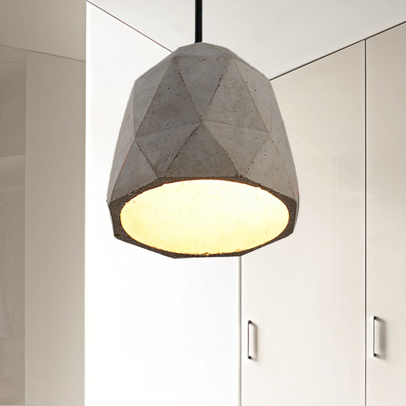 Bowl/Cylinder/Semi Circle Cement Pendant Lamp Vintage 1 Light Dining Room Hanging Light Fixture in Grey Clearhalo 'Ceiling Lights' 'Modern Pendants' 'Modern' 'Pendant Lights' 'Pendants' Lighting' 235547