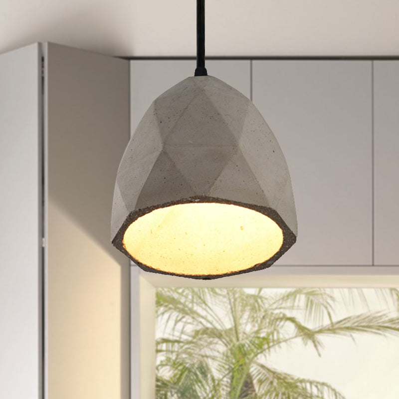 Bowl/Cylinder/Semi Circle Cement Pendant Lamp Vintage 1 Light Dining Room Hanging Light Fixture in Grey Grey Rhombus Clearhalo 'Ceiling Lights' 'Modern Pendants' 'Modern' 'Pendant Lights' 'Pendants' Lighting' 235548