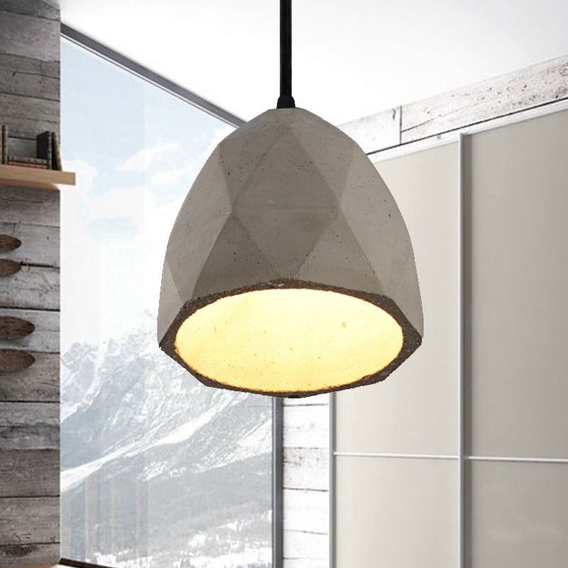 Bowl/Cylinder/Semi Circle Cement Pendant Lamp Vintage 1 Light Dining Room Hanging Light Fixture in Grey Clearhalo 'Ceiling Lights' 'Modern Pendants' 'Modern' 'Pendant Lights' 'Pendants' Lighting' 235549