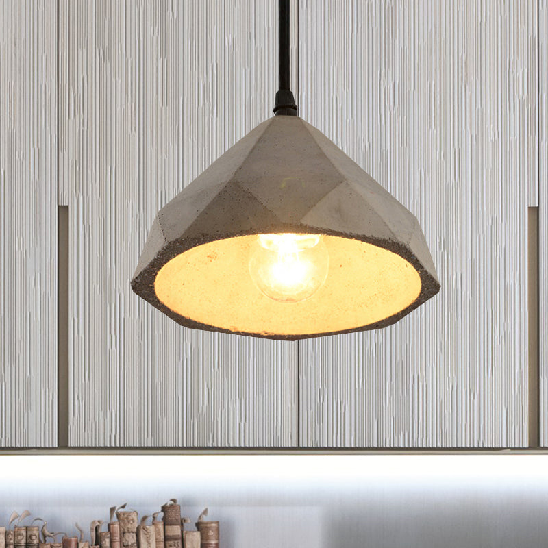 Bowl/Cylinder/Semi Circle Cement Pendant Lamp Vintage 1 Light Dining Room Hanging Light Fixture in Grey Grey Semicircle Clearhalo 'Ceiling Lights' 'Modern Pendants' 'Modern' 'Pendant Lights' 'Pendants' Lighting' 235550