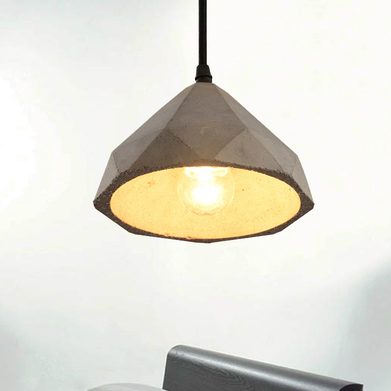 Bowl/Cylinder/Semi Circle Cement Pendant Lamp Vintage 1 Light Dining Room Hanging Light Fixture in Grey Clearhalo 'Ceiling Lights' 'Modern Pendants' 'Modern' 'Pendant Lights' 'Pendants' Lighting' 235551