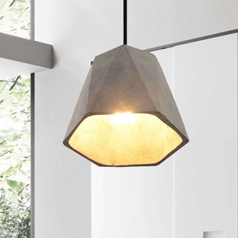 Bowl/Cylinder/Semi Circle Cement Pendant Lamp Vintage 1 Light Dining Room Hanging Light Fixture in Grey Grey Hexagon Clearhalo 'Ceiling Lights' 'Modern Pendants' 'Modern' 'Pendant Lights' 'Pendants' Lighting' 235552