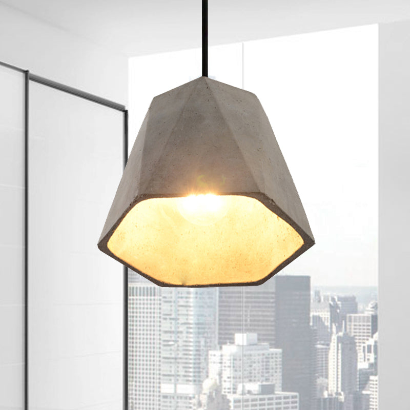 Bowl/Cylinder/Semi Circle Cement Pendant Lamp Vintage 1 Light Dining Room Hanging Light Fixture in Grey Clearhalo 'Ceiling Lights' 'Modern Pendants' 'Modern' 'Pendant Lights' 'Pendants' Lighting' 235553