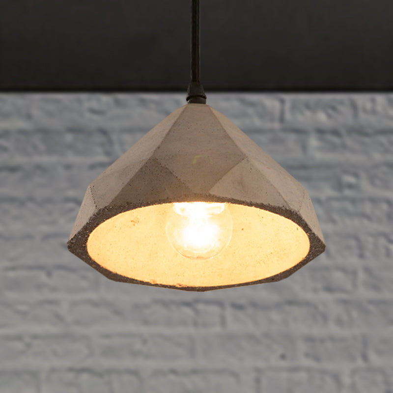 Bowl/Cylinder/Semi Circle Cement Pendant Lamp Vintage 1 Light Dining Room Hanging Light Fixture in Grey Clearhalo 'Ceiling Lights' 'Modern Pendants' 'Modern' 'Pendant Lights' 'Pendants' Lighting' 235555