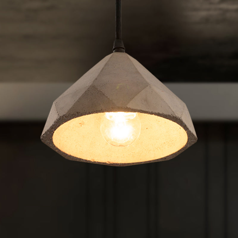 Bowl/Cylinder/Semi Circle Cement Pendant Lamp Vintage 1 Light Dining Room Hanging Light Fixture in Grey Clearhalo 'Ceiling Lights' 'Modern Pendants' 'Modern' 'Pendant Lights' 'Pendants' Lighting' 235557