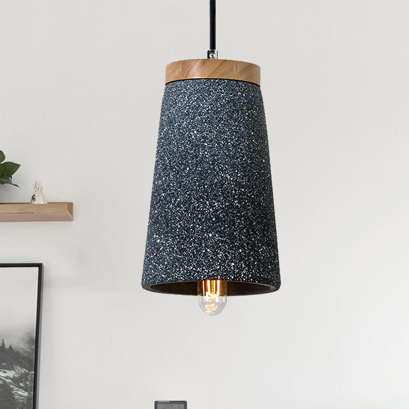 Cement Tapered Shade Ceiling Pendant Industrial 1 Light Coffee Shop Hanging Lighting in Black/White/Grey Black Clearhalo 'Ceiling Lights' 'Modern Pendants' 'Modern' 'Pendant Lights' 'Pendants' Lighting' 235569