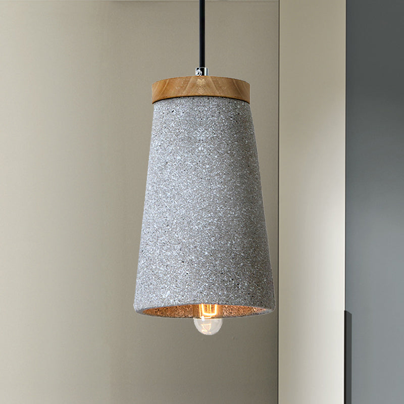 Cement Tapered Shade Ceiling Pendant Industrial 1 Light Coffee Shop Hanging Lighting in Black/White/Grey White Clearhalo 'Ceiling Lights' 'Modern Pendants' 'Modern' 'Pendant Lights' 'Pendants' Lighting' 235573