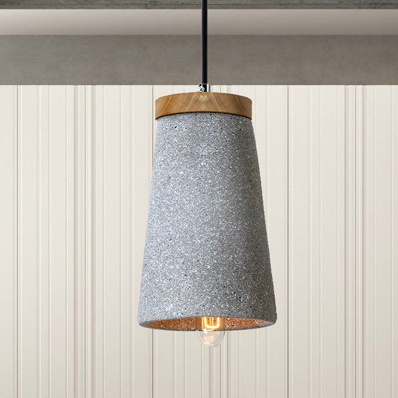 Cement Tapered Shade Ceiling Pendant Industrial 1 Light Coffee Shop Hanging Lighting in Black/White/Grey Clearhalo 'Ceiling Lights' 'Modern Pendants' 'Modern' 'Pendant Lights' 'Pendants' Lighting' 235574