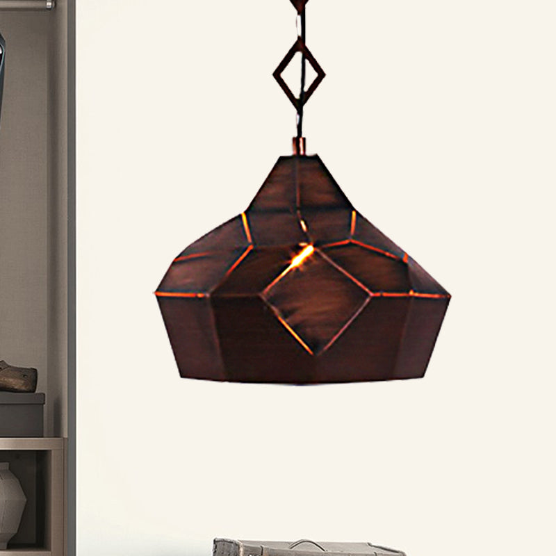 1 Light Teardrop Hanging Light with Metal Chain Wrought Iron Pendant Lamp for Restaurant Rust 12" Clearhalo 'Ceiling Lights' 'Modern Pendants' 'Modern' 'Pendant Lights' 'Pendants' Lighting' 235630