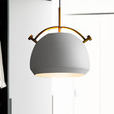 10"/11"/13" Width Retro Stylish Dome Shade Hanging Ceiling Light 1 Bulb Metal Pendant Lamp in Black/White over Table White 11" Clearhalo 'Ceiling Lights' 'Modern Pendants' 'Modern' 'Pendant Lights' 'Pendants' Lighting' 235654