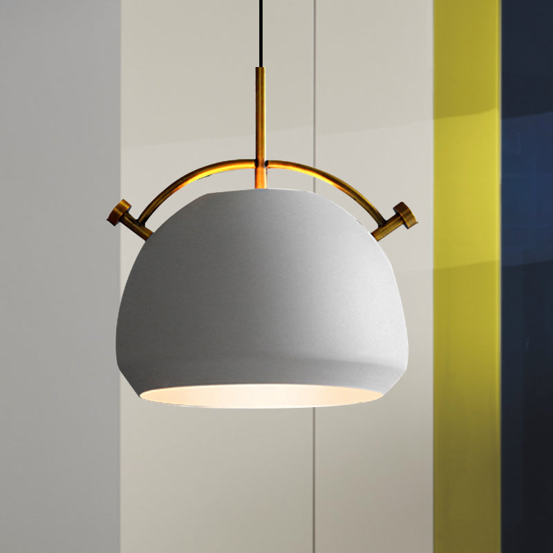 10"/11"/13" Width Retro Stylish Dome Shade Hanging Ceiling Light 1 Bulb Metal Pendant Lamp in Black/White over Table Clearhalo 'Ceiling Lights' 'Modern Pendants' 'Modern' 'Pendant Lights' 'Pendants' Lighting' 235655