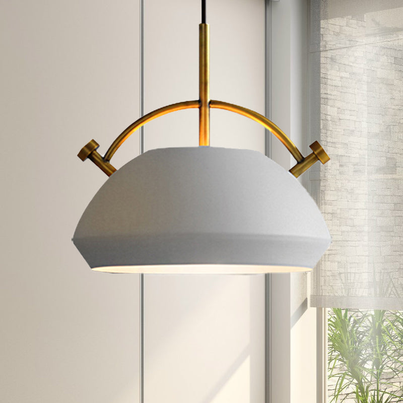 10"/11"/13" Width Retro Stylish Dome Shade Hanging Ceiling Light 1 Bulb Metal Pendant Lamp in Black/White over Table Clearhalo 'Ceiling Lights' 'Modern Pendants' 'Modern' 'Pendant Lights' 'Pendants' Lighting' 235657