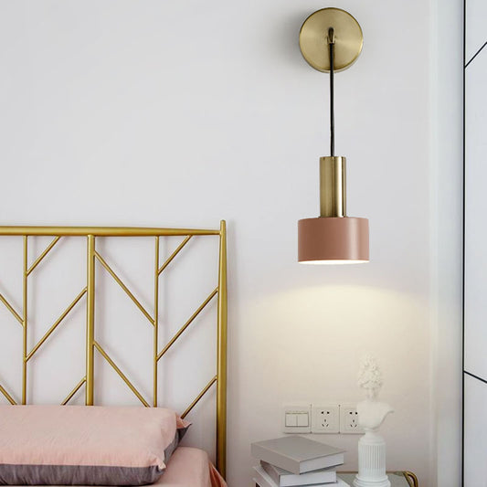 Postmodern Small Wall Hanging Light Metallic Single-Bulb Bedside Reading Wall Lamp Clearhalo 'Cast Iron' 'Glass' 'Industrial' 'Modern wall lights' 'Modern' 'Tiffany' 'Traditional wall lights' 'Wall Lamps & Sconces' 'Wall Lights' Lighting' 2356768