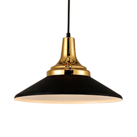 9.5"/14" Width Conic Metal Pendant Lighting Nordic Style 1 Light Living Room Hanging Ceiling Light in Black/White Clearhalo 'Ceiling Lights' 'Modern Pendants' 'Modern' 'Pendant Lights' 'Pendants' Lighting' 235678