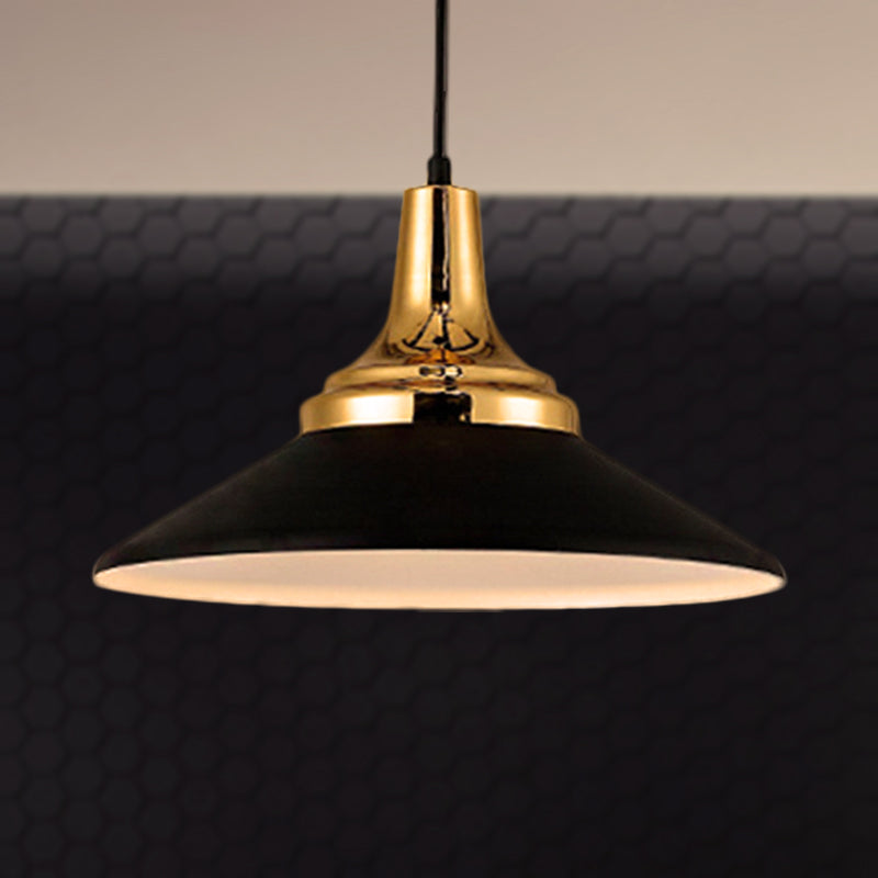 9.5"/14" Width Conic Metal Pendant Lighting Nordic Style 1 Light Living Room Hanging Ceiling Light in Black/White Clearhalo 'Ceiling Lights' 'Modern Pendants' 'Modern' 'Pendant Lights' 'Pendants' Lighting' 235682