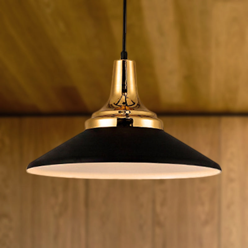 9.5"/14" Width Conic Metal Pendant Lighting Nordic Style 1 Light Living Room Hanging Ceiling Light in Black/White Clearhalo 'Ceiling Lights' 'Modern Pendants' 'Modern' 'Pendant Lights' 'Pendants' Lighting' 235683