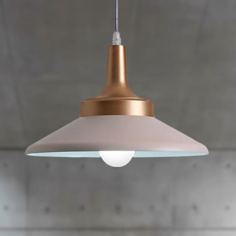 9.5"/14" Width Conic Metal Pendant Lighting Nordic Style 1 Light Living Room Hanging Ceiling Light in Black/White White Clearhalo 'Ceiling Lights' 'Modern Pendants' 'Modern' 'Pendant Lights' 'Pendants' Lighting' 235684